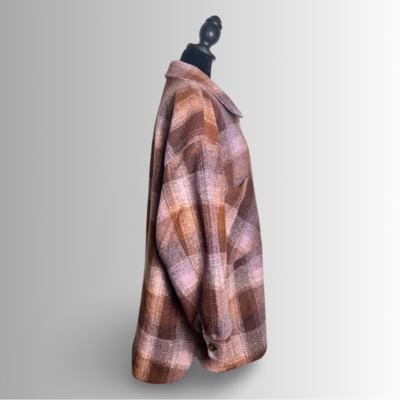 Lucky Brand Oversized Plaid Shirt Jacket Rust/Pink, NWT, Button Down Multi Sizes - Picture 5 of 11